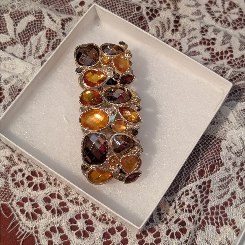 Antique Gold Brown Gemstone Bracelet Americana Heritage Core Americana - Picture 3 of 3